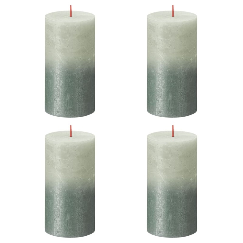 Bolsius Candele Pilastro Rustiche Sunset 4 pz 130x68 mm Verde e Blu