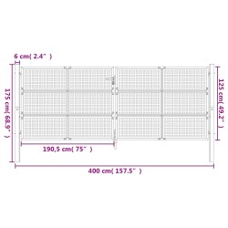 vidaXL Cancello Giardino Antracite 400x175 cm in Acciaio