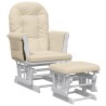 vidaXL Poltrona Glider con Sgabello Bianco Crema in Tessuto