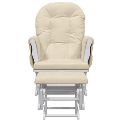 vidaXL Poltrona Glider con Sgabello Bianco Crema in Tessuto