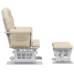 vidaXL Poltrona Glider con Sgabello Bianco Crema in Tessuto