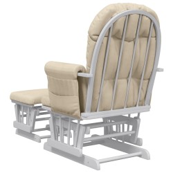 vidaXL Poltrona Glider con Sgabello Bianco Crema in Tessuto