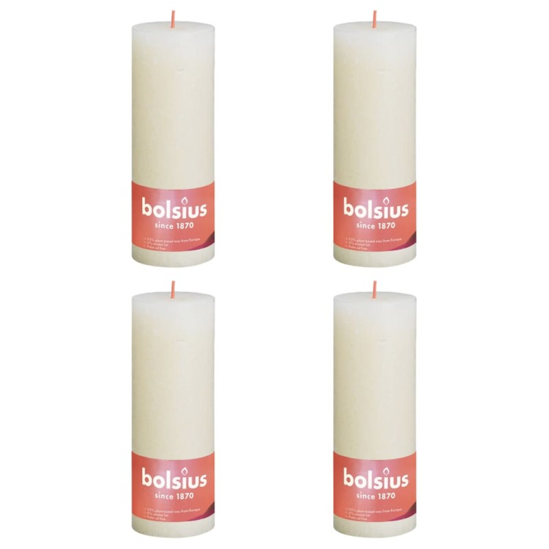 Bolsius Candele Rustiche a Colonna Shine 4 pz 190x68 mm Perla Delicato