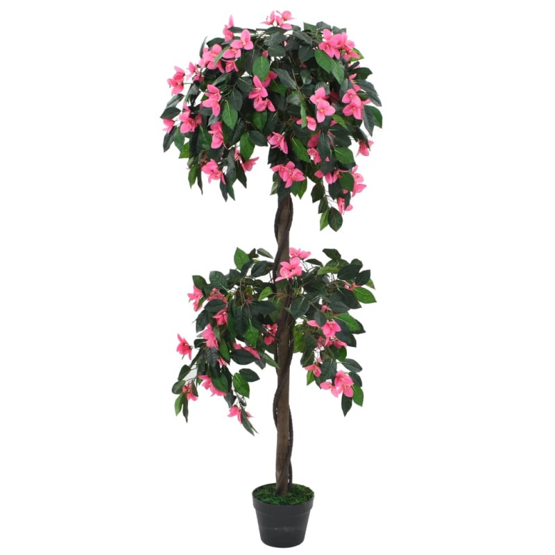    Pianta Artificiale di Rododendro con Vaso 155 cm Verde e Rosa