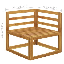    Divano Angolare Modulare Cuscini Bianco Crema Massello d'Acacia