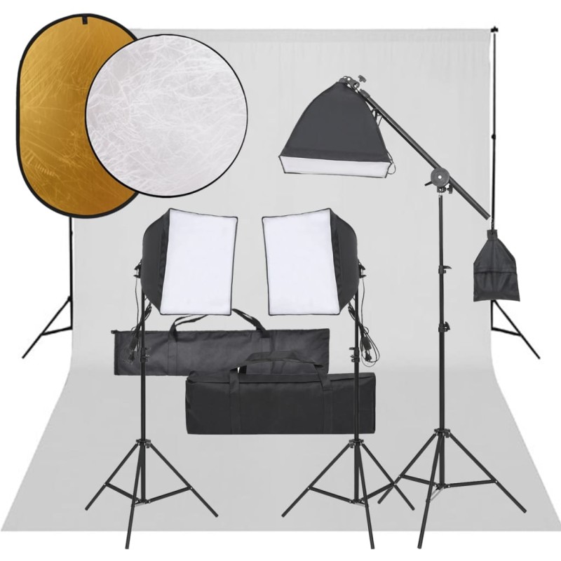    Kit per Studio Fotografico con Set Luci, Fondale e Riflettore