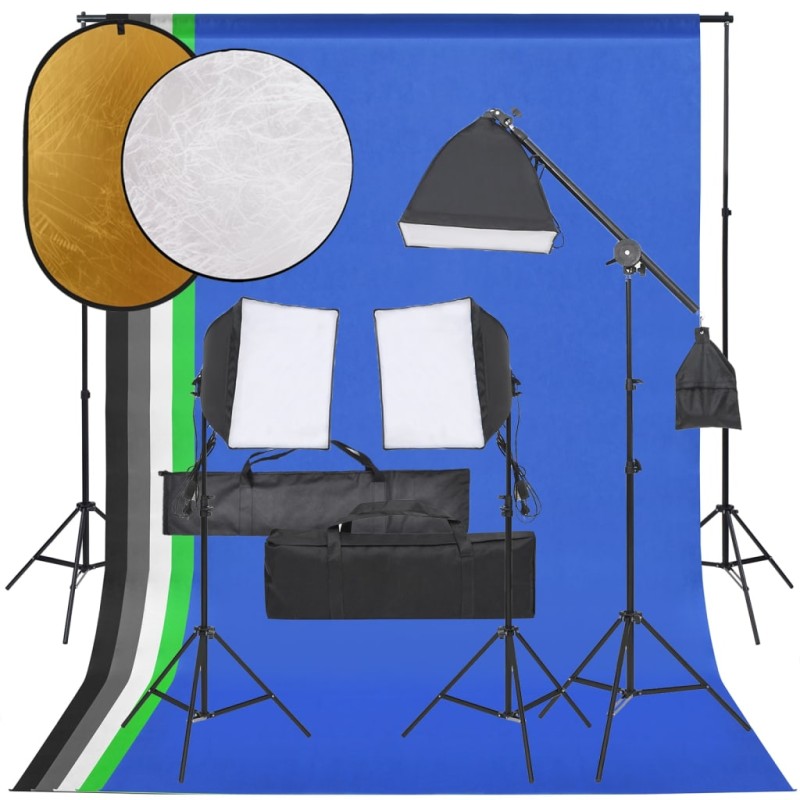    Kit per Studio Fotografico con Set Luci, Fondale e Riflettore