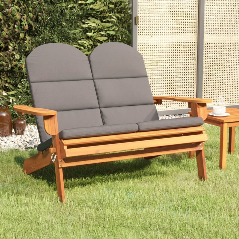 vidaXL Panchina Giardino Adirondack Cuscini 126 cm Massello di Acacia