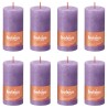 Bolsius Candele Rustiche a Colonna Shine 8 pz 100x50 mm Viola Vibrante