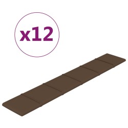 vidaXL Pannelli Murali 12 pz Marroni 90x15 cm Tessuto 1,62 m²