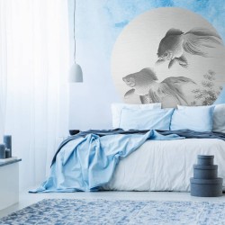 WallArt Carta da Parati Circolare Two Goldfish 142,5 cm