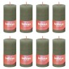 Bolsius Candele Rustiche a Colonna 8 pz 100x50 mm Verde Oliva