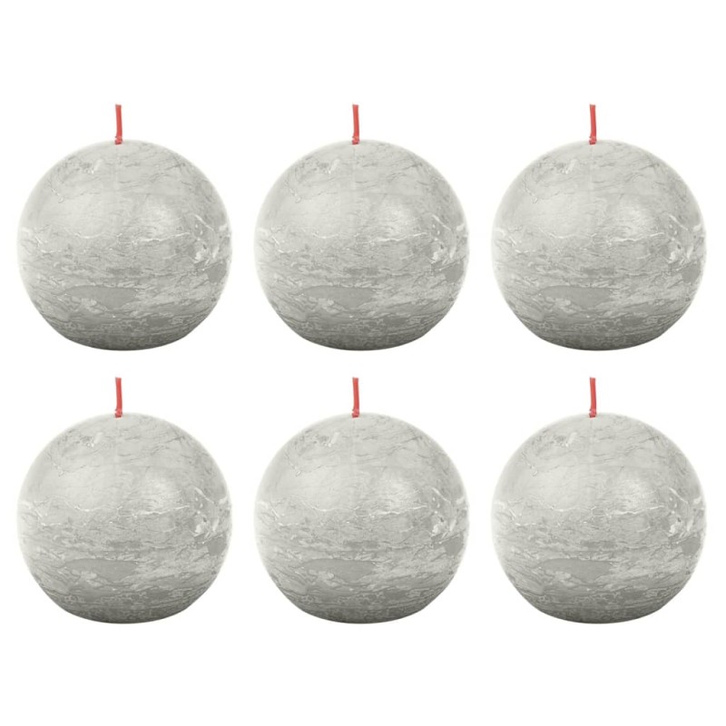 Bolsius Candele Rustiche a Sfera Shine 6 pz 76x71 mm Grigio Sabbia