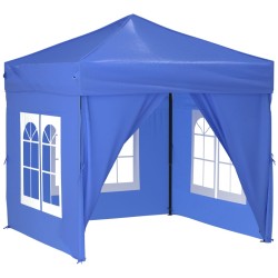 Tenda per Feste Pieghevole con Pareti Laterali Blu 2x2 m