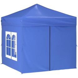 Tenda per Feste Pieghevole con Pareti Laterali Blu 2x2 m