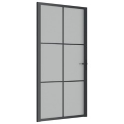 vidaXL Porta Interna 102,5x201,5 cm Nero Opaco in Vetro e Alluminio