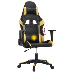 vidaXL Sedia da Gaming Massaggiante Nero e Oro in Similpelle