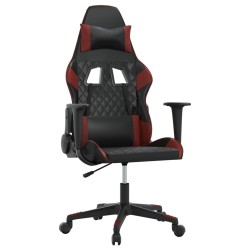 vidaXL Sedia Gaming Massaggio Nero e Rosso Vino in Similpelle