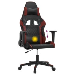 vidaXL Sedia Gaming Massaggio Nero e Rosso Vino in Similpelle