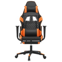 vidaXL Sedia Gaming Massaggio Poggiapiedi Nero e Arancione Similpelle