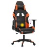 vidaXL Sedia Gaming Massaggio Poggiapiedi Nero e Arancione Similpelle