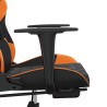 vidaXL Sedia Gaming Massaggio Poggiapiedi Nero e Arancione Similpelle