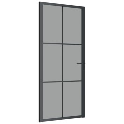 vidaXL Porta Interna 93x201,5 cm Nera in Vetro ESG e Alluminio