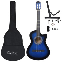 Set Chitarra Classica Western 12 pz con 6 Corde Blu 38"