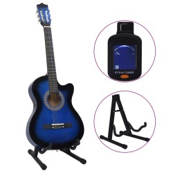 Set Chitarra Classica Western 12 pz con 6 Corde Blu 38"