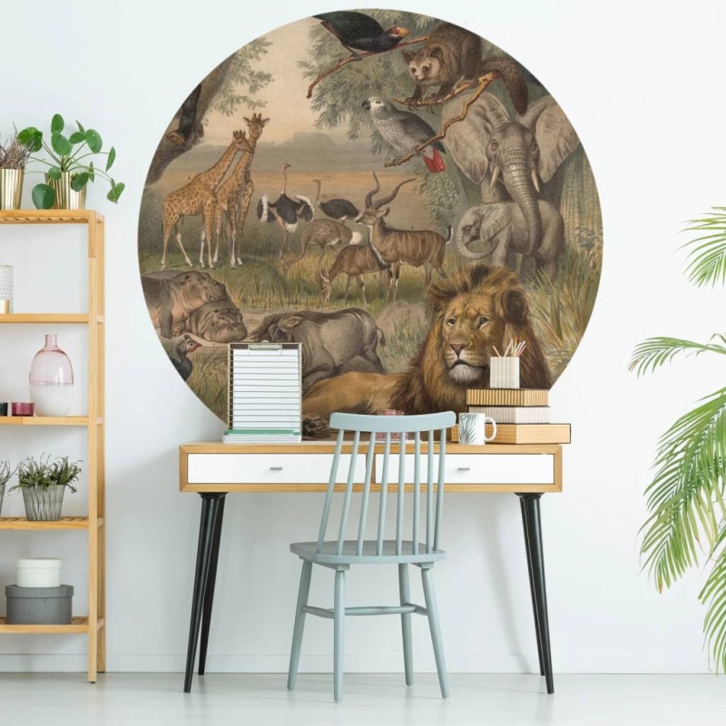 WallArt Carta da Parati Circolare Animals of Africa 190 cm