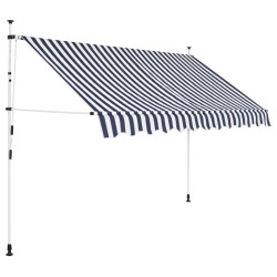    Tenda da Sole Retrattile Manuale 300 cm a Strisce Blu e Bianche