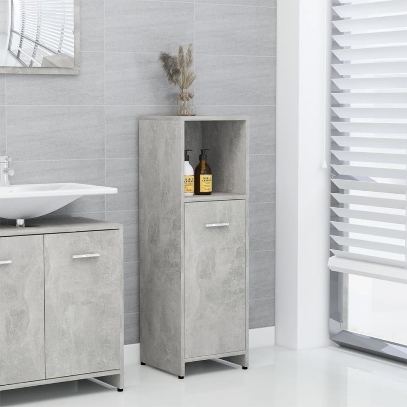    Armadio da Bagno Grigio Cemento 30x30x95 cm in Truciolato