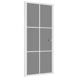 vidaXL Porta Interna 93x201,5 cm Bianca in Vetro ESG e Alluminio