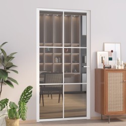 vidaXL Porta Interna 102,5x201,5 cm Bianca in Vetro ESG e Alluminio