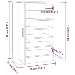    Scarpiera Rovere Fumo 60x35x92 cm in Legno Ingegnerizzato