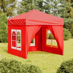 Tenda per Feste Pieghevole con Pareti Laterali Rosso 2x2 m