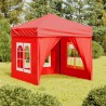 Tenda per Feste Pieghevole con Pareti Laterali Rosso 2x2 m