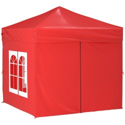 Tenda per Feste Pieghevole con Pareti Laterali Rosso 2x2 m