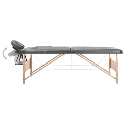 vidaXL Lettino da Massaggio 2 Zone Telaio in Legno Antracite 186x68cm