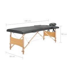 vidaXL Lettino da Massaggio 2 Zone Telaio in Legno Antracite 186x68cm