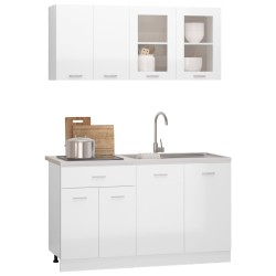 vidaXL Set Armadi da Cucina 4 pz Bianco Lucido in Truciolato