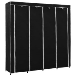 vidaXL Guardaroba con 4 Scomparti Nero 175x45x170 cm