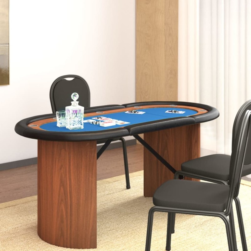 vidaXL Tavolo da Poker 10 Giocatori Blu 160x80x75 cm