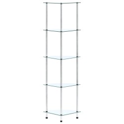 vidaXL Scaffale a 5 Livelli Trasparente 30x30x130cm in Vetro Temperato