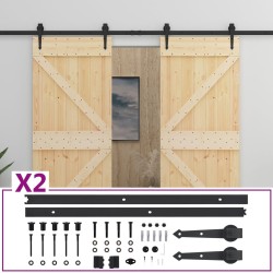    Porta Scorrevole con Set Hardware 90x210 cm in Legno di Pino