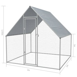    Gabbia per Polli da Esterno in Acciaio Zincato 2x2x1,92 m