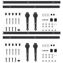    Kit di Binari per Porte Scorrevoli 2 pz 200 cm Acciaio Nero