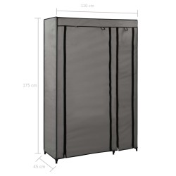 vidaXL Armadio Pieghevole Grigio 110x45x175 cm in Tessuto