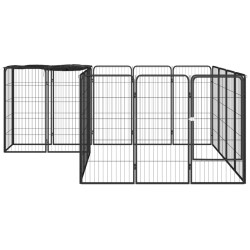    Box Cani 18 Pannelli Nero 50x100 cm Acciaio Verniciato Polvere