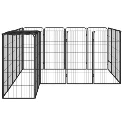    Box Cani 18 Pannelli Nero 50x100 cm Acciaio Verniciato Polvere